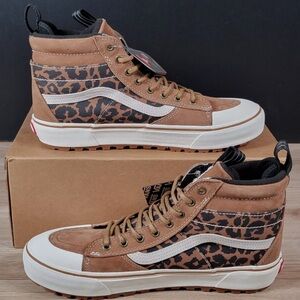 Brown and Leopard High-Top Sneakers
